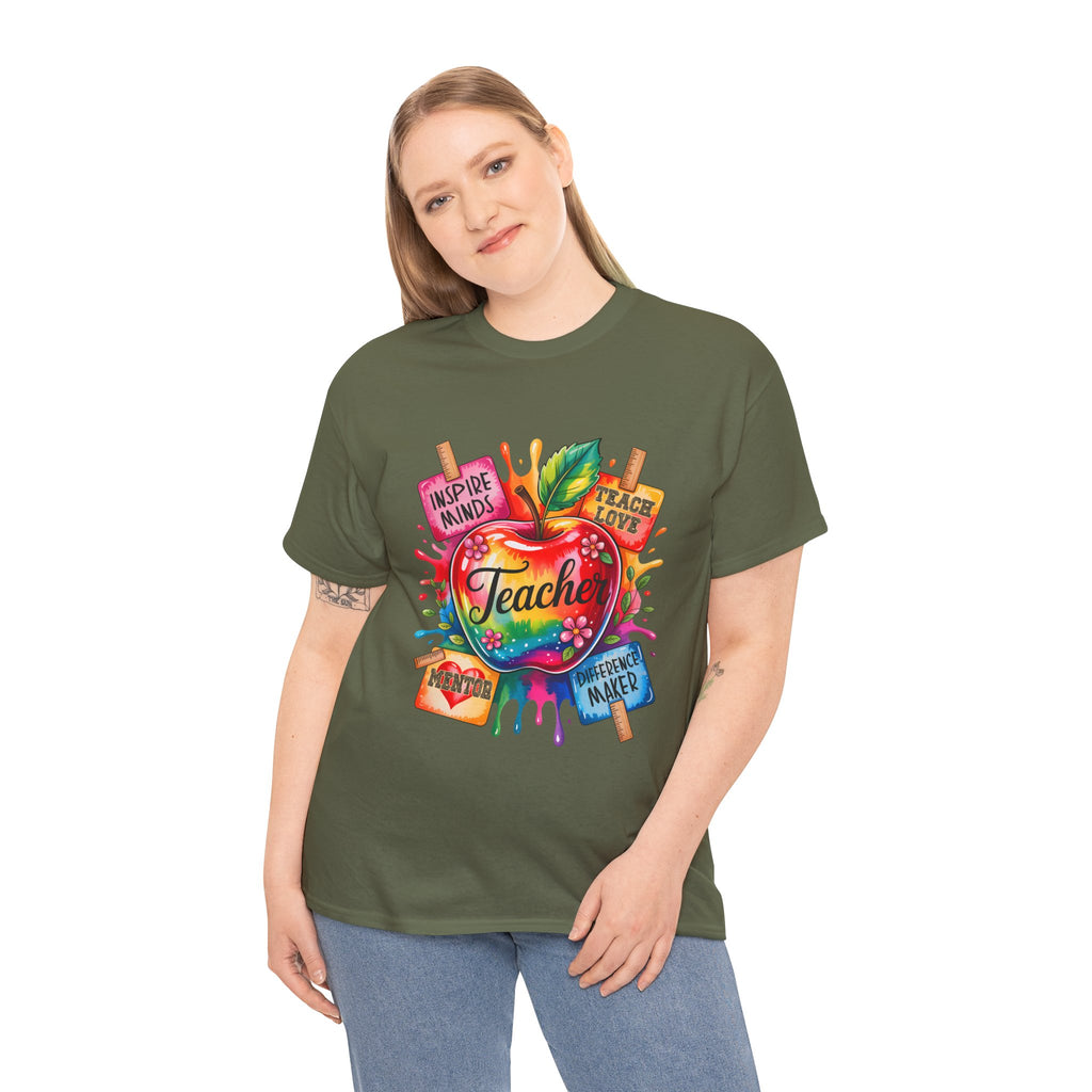 Colorful Apple Teacher T‑Shirt – Inspire Minds | Back to School Gift