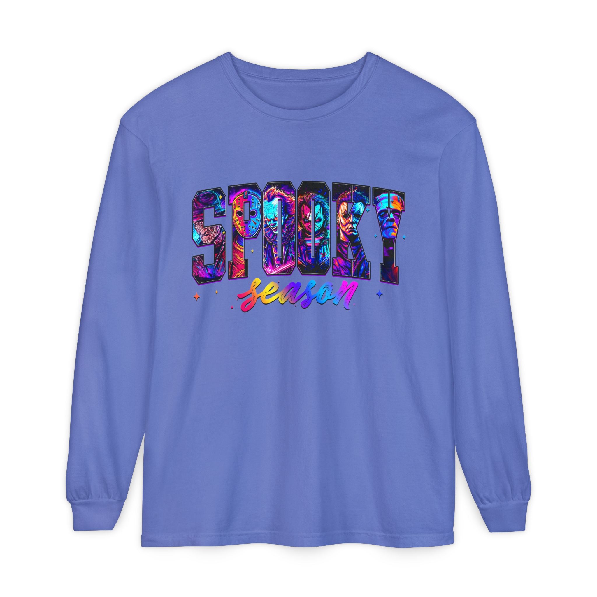 Spooky Season Long Sleeve Tee — Colorful Halloween Graphic