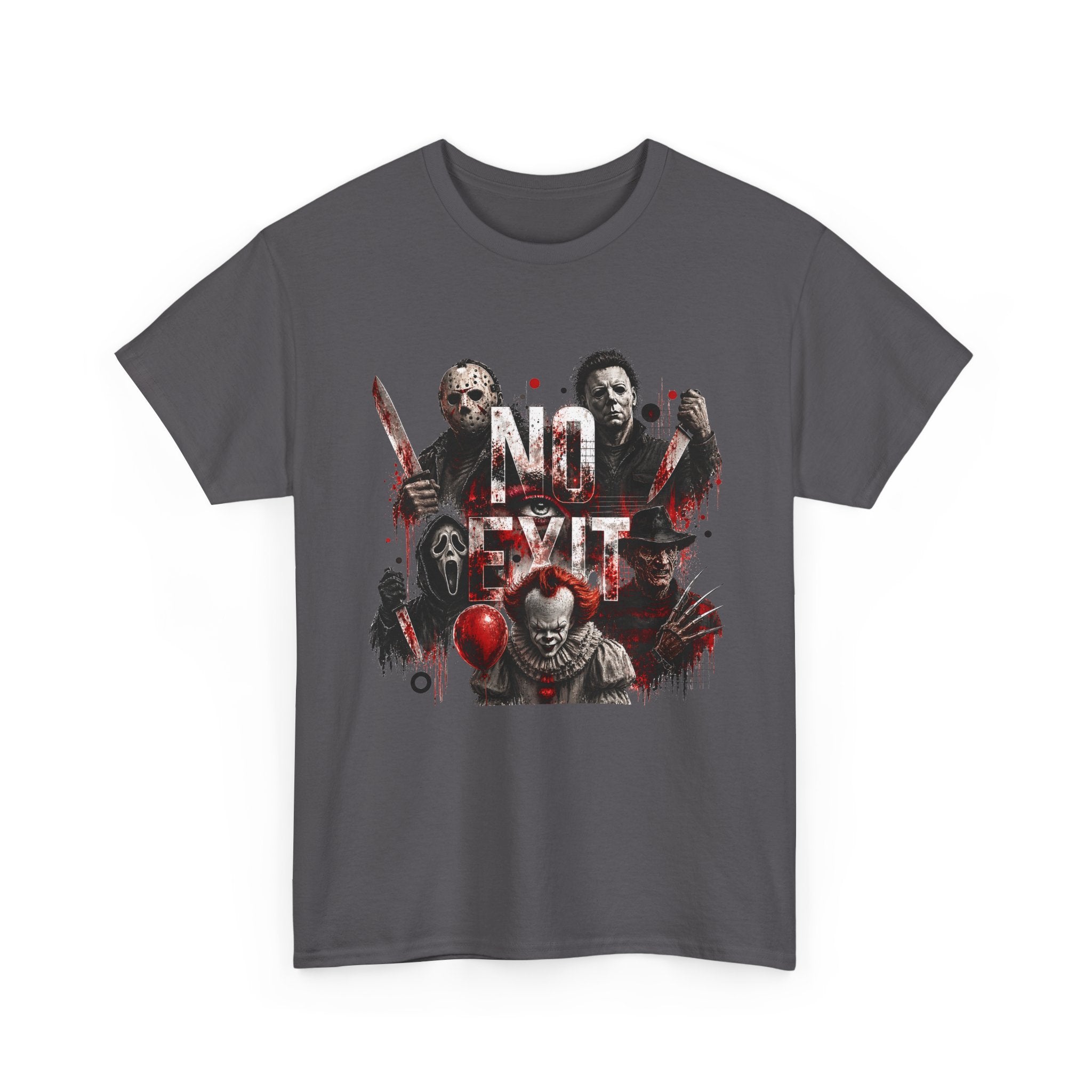 Horror Icons "No Exit" Graphic Tee — Retro Slasher Movie T-Shirt