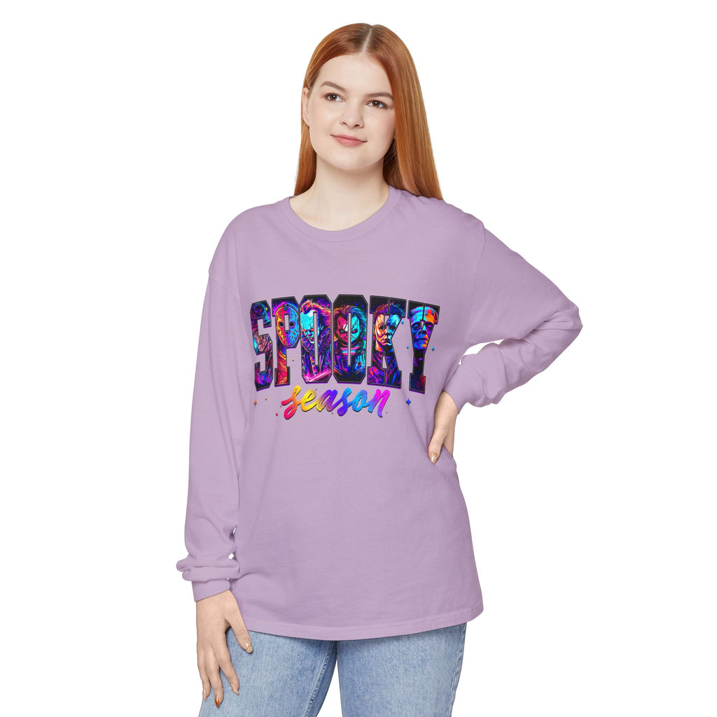 Spooky Season Long Sleeve Tee — Colorful Halloween Graphic