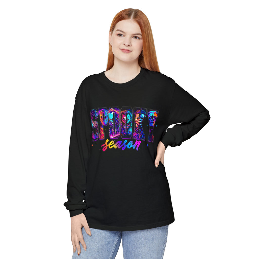 Spooky Season Long Sleeve Tee — Colorful Halloween Graphic