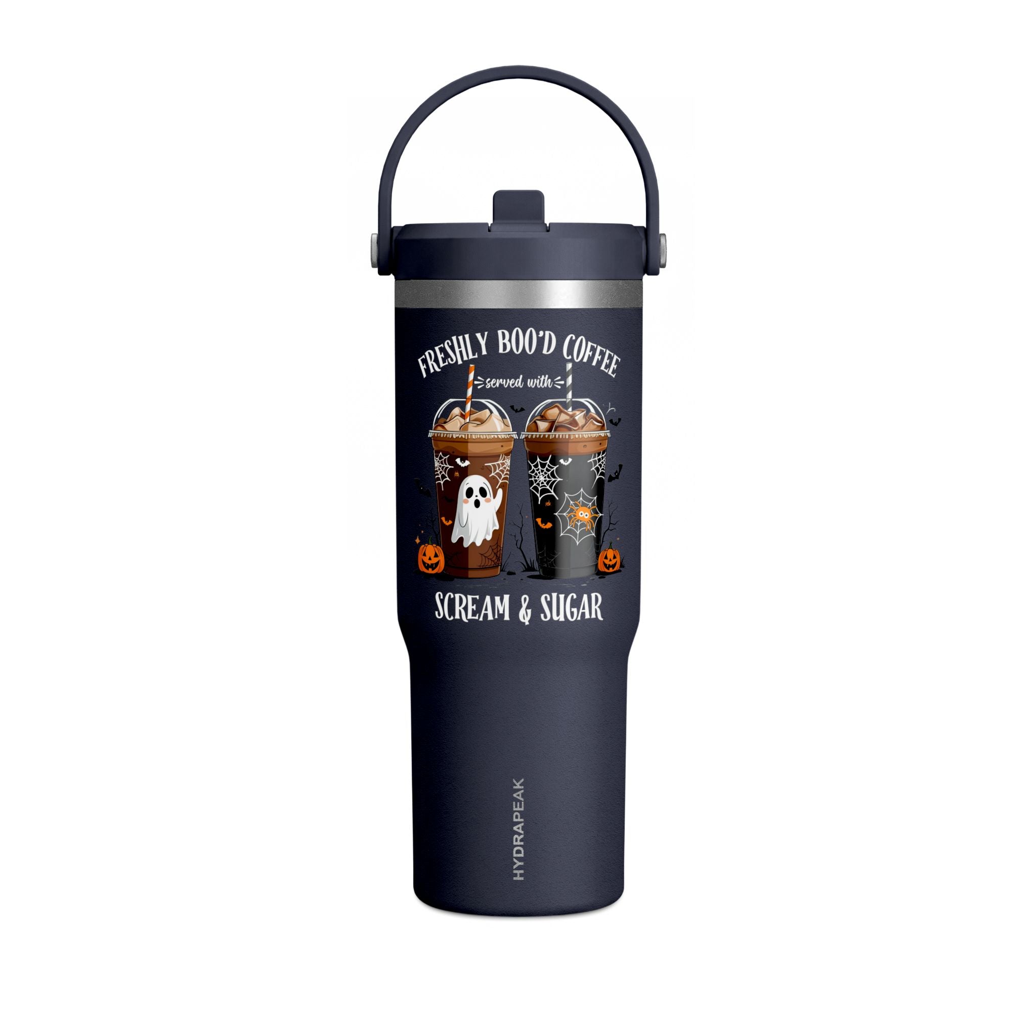 Halloween Coffee Tumbler — “Freshly Boo’d Coffee” 32oz Insulated Travel Cup
