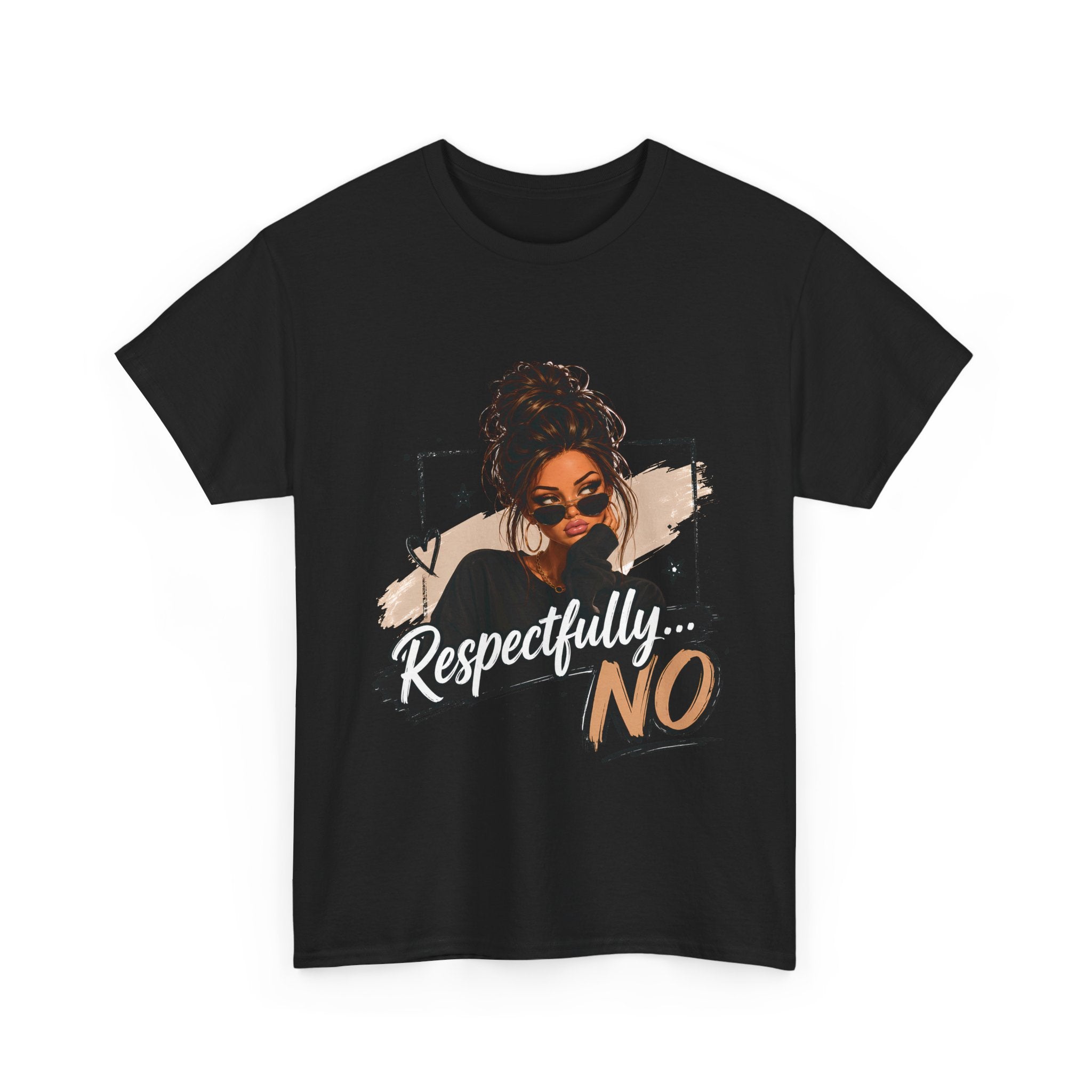 Respectfully No Tee — Graphic Statement Shirt with Woman Illustration