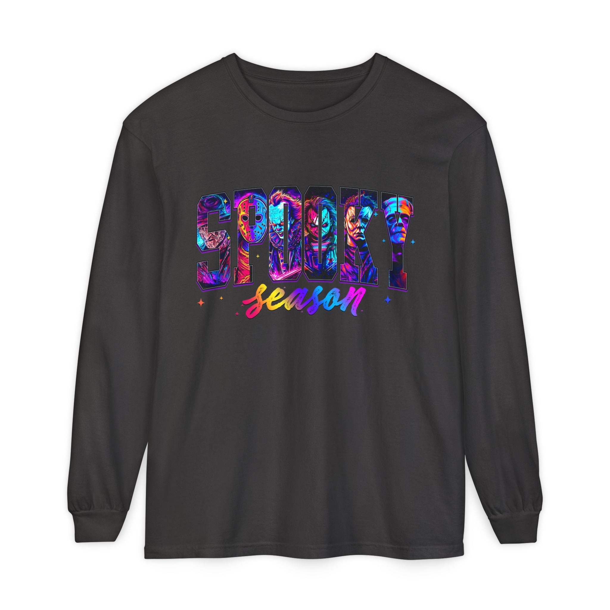 Spooky Season Long Sleeve Tee — Colorful Halloween Graphic