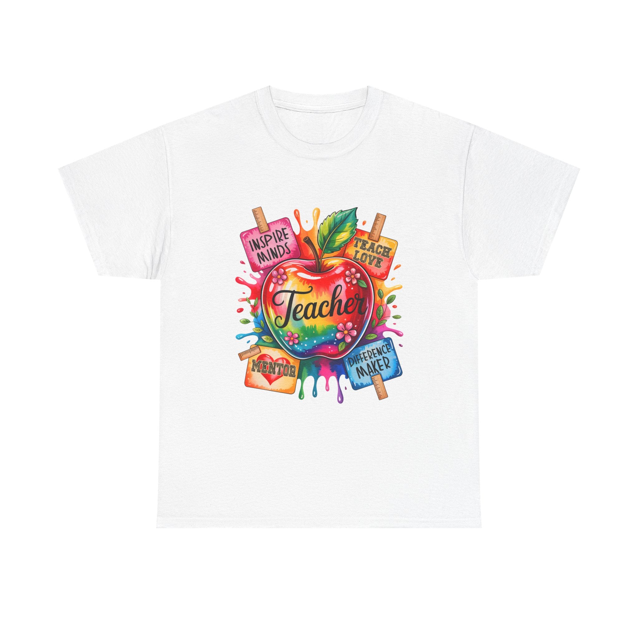 Colorful Apple Teacher T‑Shirt – Inspire Minds | Back to School Gift