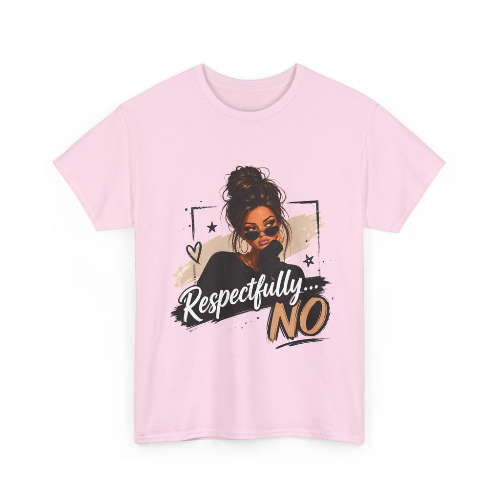Respectfully No Tee — Graphic Statement Shirt with Woman Illustration