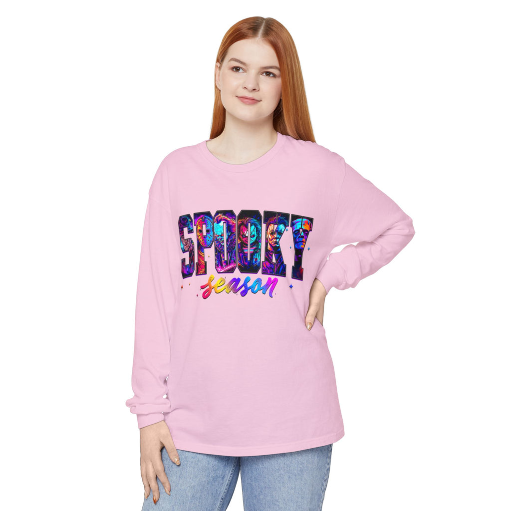 Spooky Season Long Sleeve Tee — Colorful Halloween Graphic