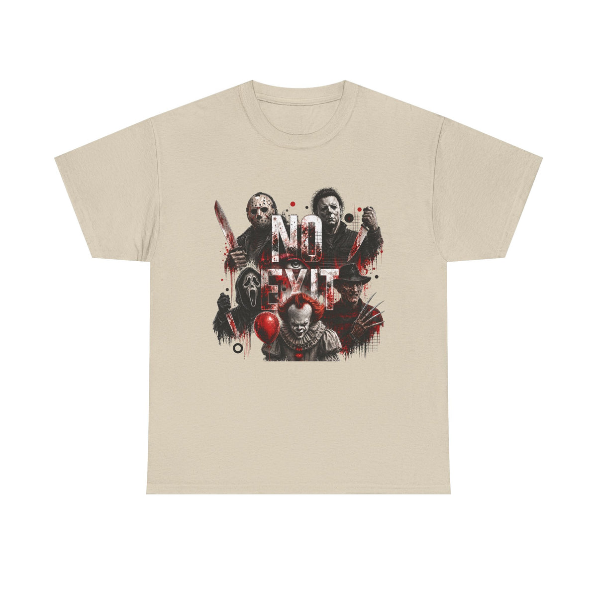 Horror Icons "No Exit" Graphic Tee — Retro Slasher Movie T-Shirt