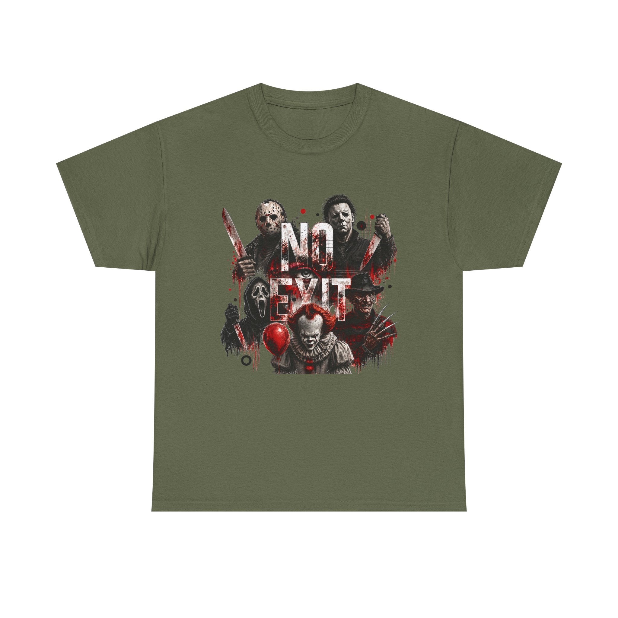 Horror Icons "No Exit" Graphic Tee — Retro Slasher Movie T-Shirt