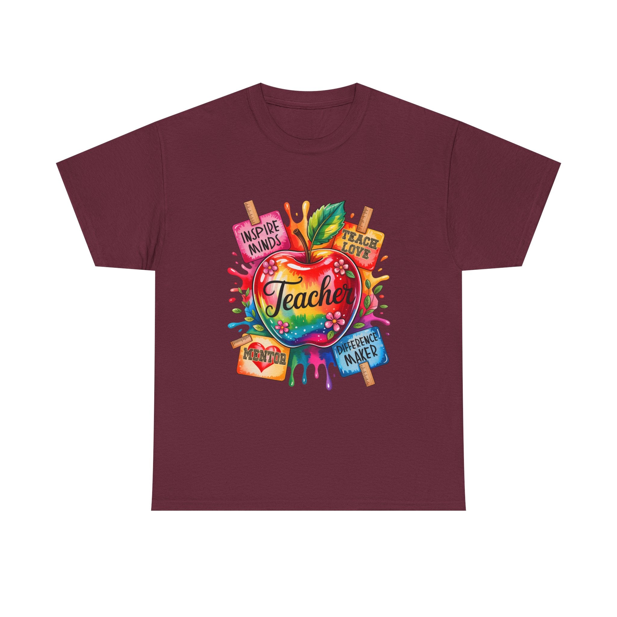 Colorful Apple Teacher T‑Shirt – Inspire Minds | Back to School Gift