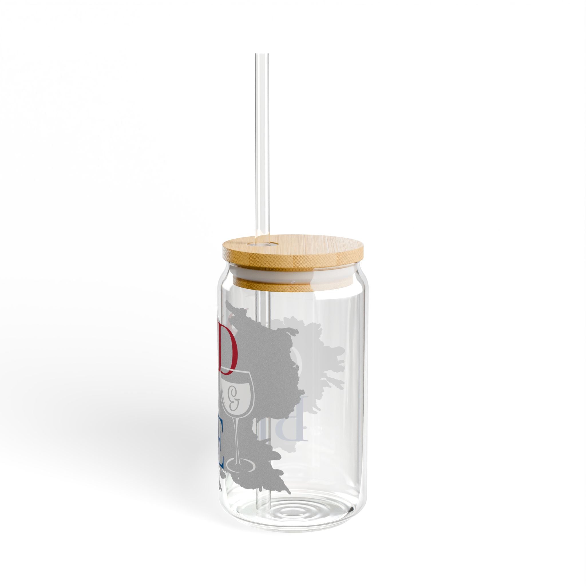 Bed, Wine & Blue 16oz Sipper Glass — Patriotic Red White Blue Drink Jar with Straw