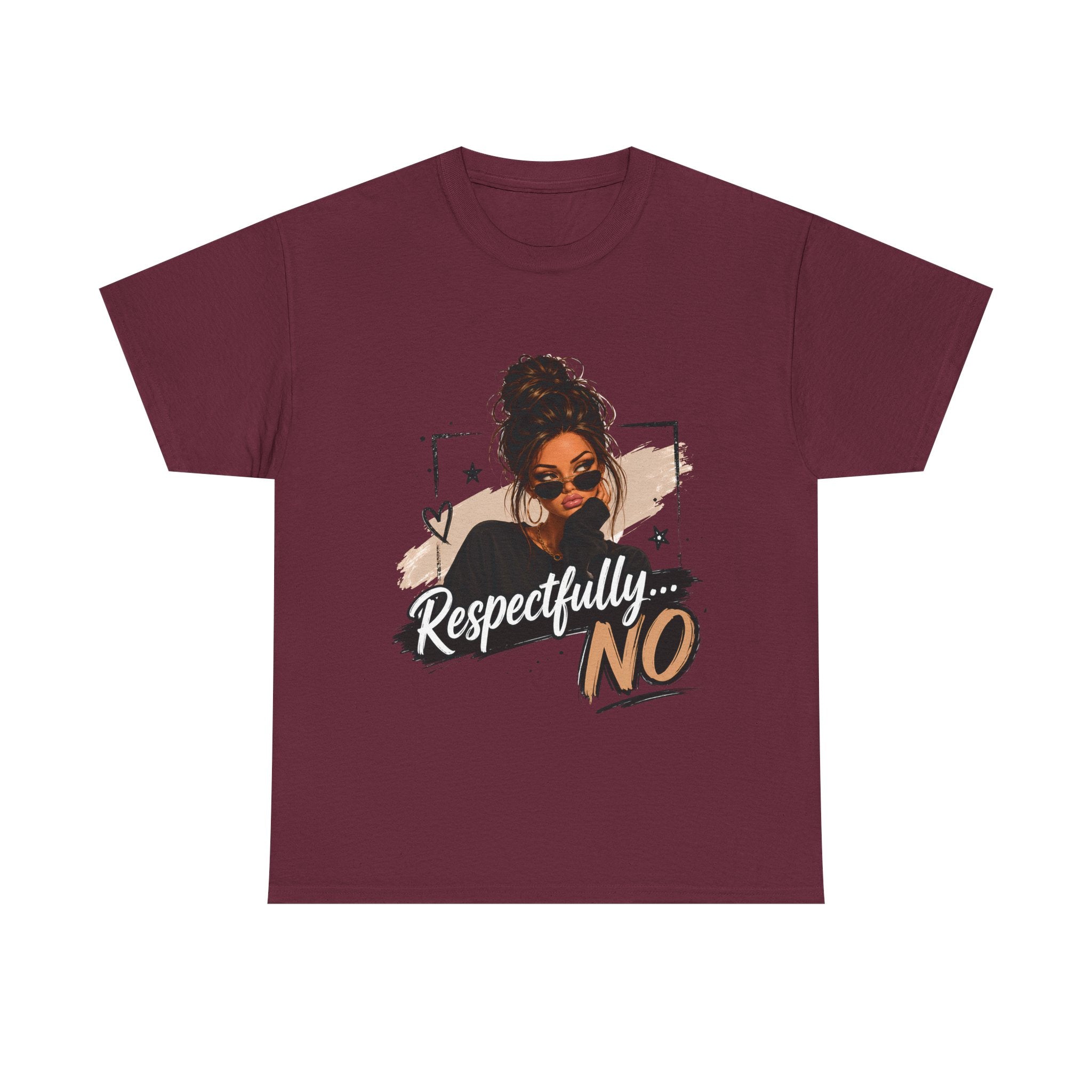 Respectfully No Tee — Graphic Statement Shirt with Woman Illustration