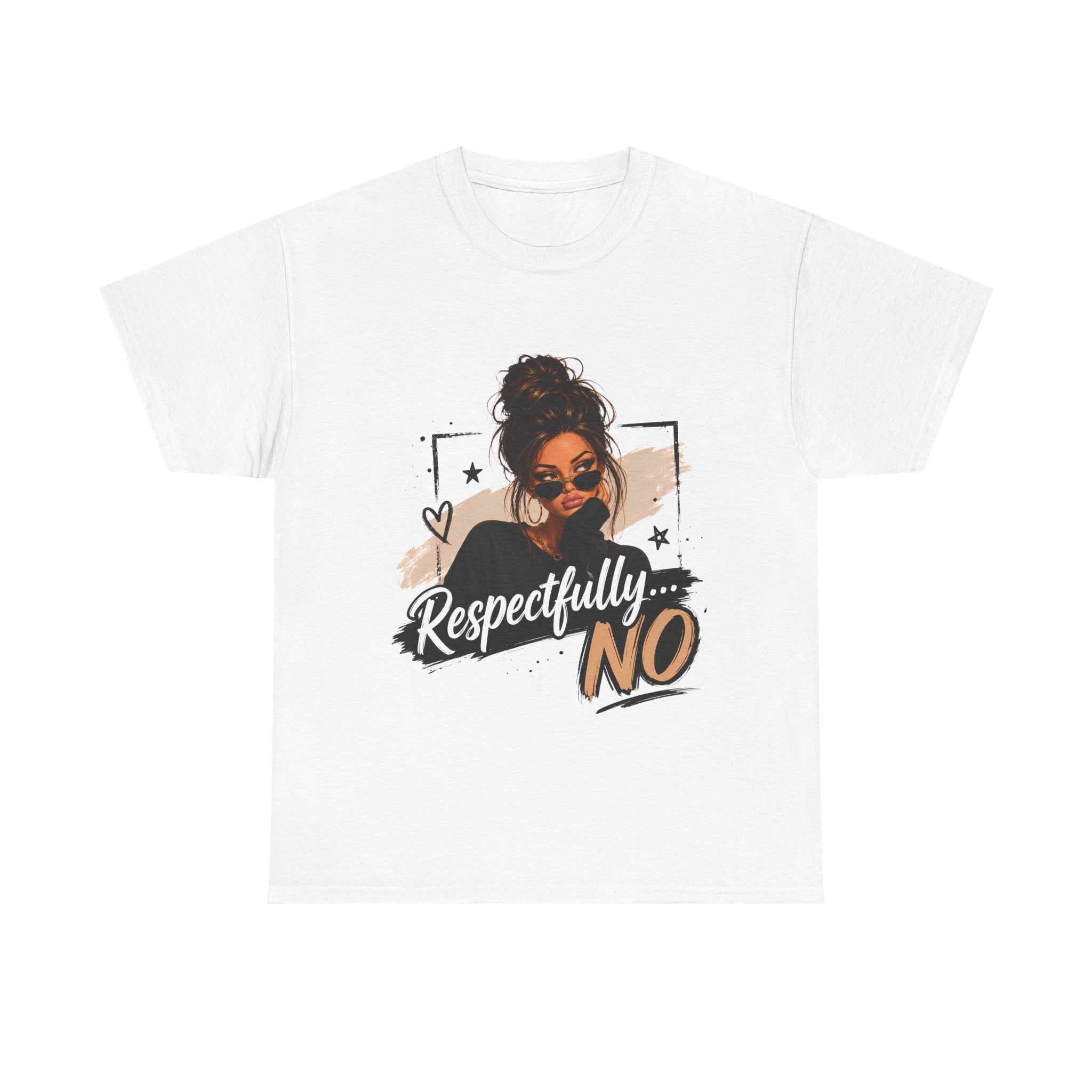 Respectfully No Tee — Graphic Statement Shirt with Woman Illustration