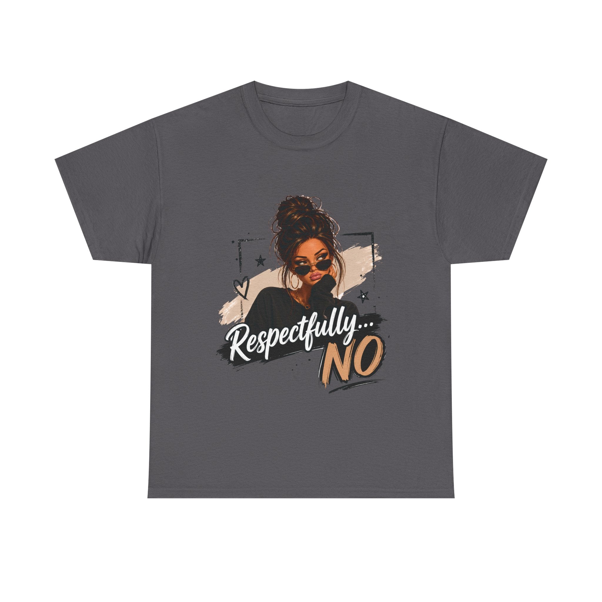 Respectfully No Tee — Graphic Statement Shirt with Woman Illustration