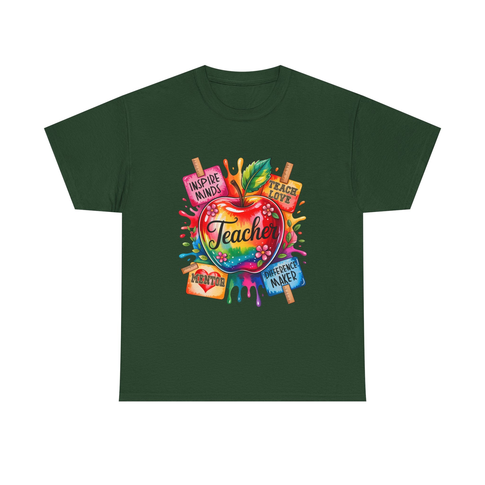 Colorful Apple Teacher T‑Shirt – Inspire Minds | Back to School Gift