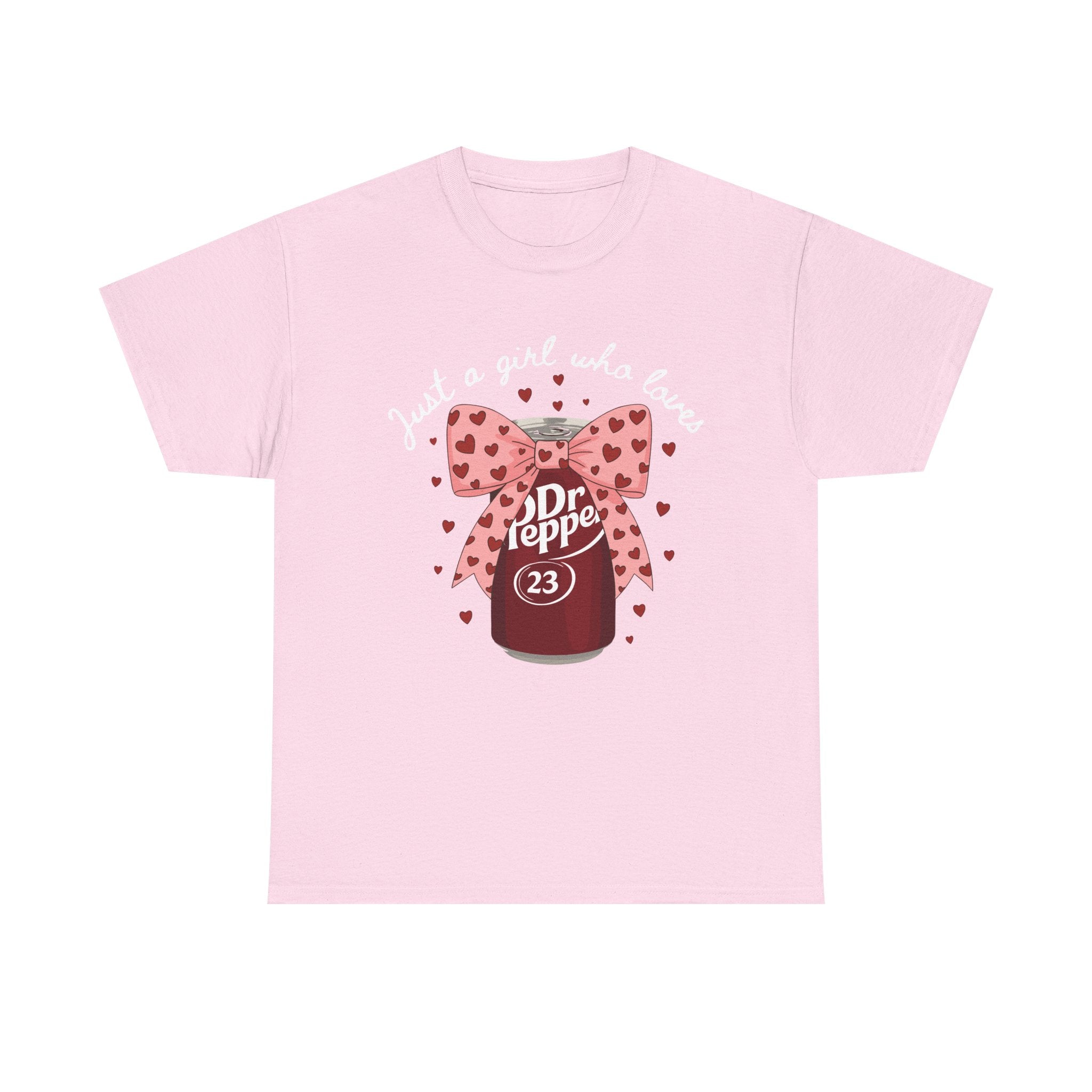 Dr Pepper 23 Tee — "Just a Girl Who Loves" Cute Soda Bow T-Shirt